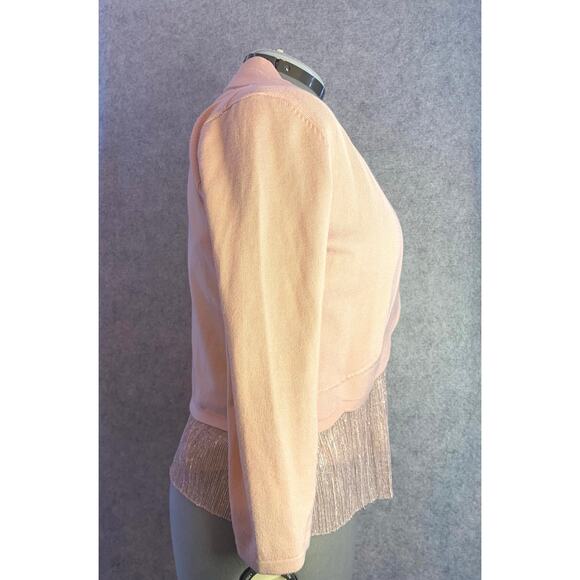 Cable and Guage Blush Pink Scalloped Bolero Sheug Cardigan, Women’s Size Medium - Picture 11 of 12